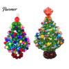 Decorative Holiday Charms Handmade Beaded Christmas Tree Ornament, Sparkly Crystal Bead Mini Art for Holidays Tabletop Decor, Hand-Woven Xmas Desktop