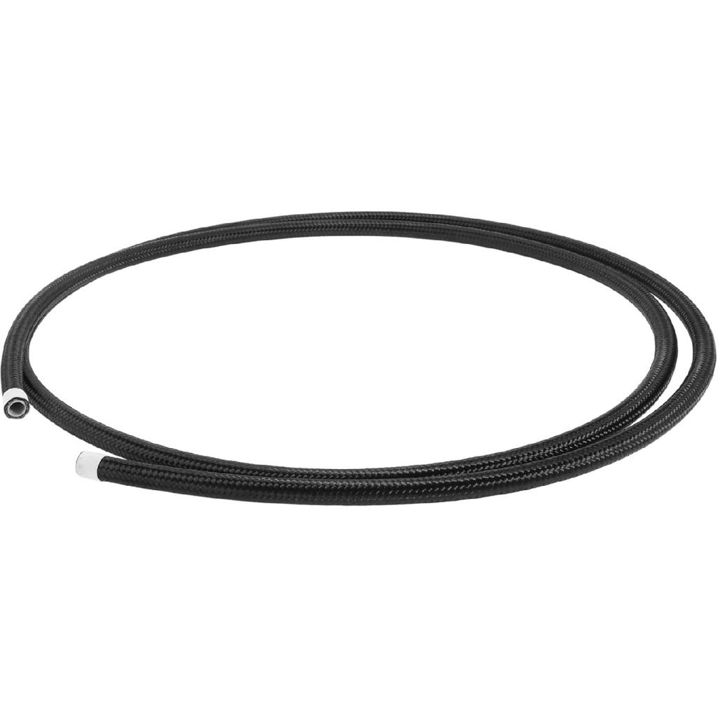 AN6 Fuel Line Hose Black 8ft Vacuum Hose Automotive Fuel Hose 8ft 1/3"ID 4/9"OD PTFE Rubber,Stainless Steel,Nylon Braided 1 Pcs AN6