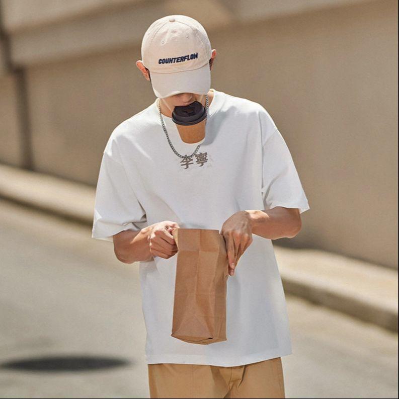 Li-Ning Comfort Soft Logo Print Ribbed Crew Neck Loose Short Sleeve T-Shirt Unisex Tops Milk-White AHST723-7