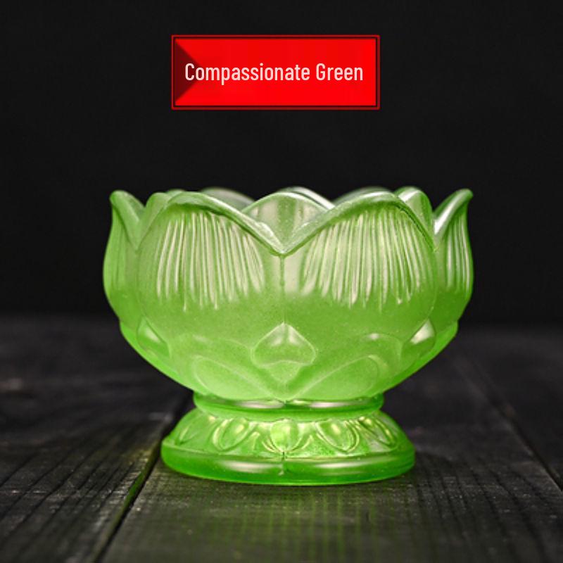 Siebenfarbig glasierter Lotus-Butterlampenhalter mit acht Glückssymbolen - Buddhistisches Kerzenständer-Ornament für Zuhause