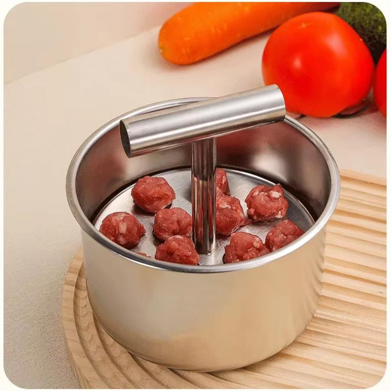 6/12 Hole Kitchen Hand Pressing Meatball Maker Home Use Stainless Steel Pressing Rice-meat Dumpling Meatball Shrimp Sliding Mold
