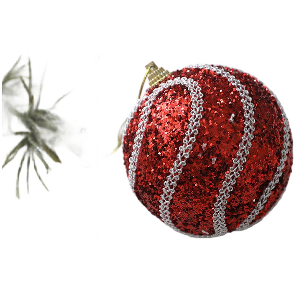 Red Foam Glitter Christmas Tree Ornaments 8cm with Lightweight Hanging Balls and Modern Design for Seasonal Decoration