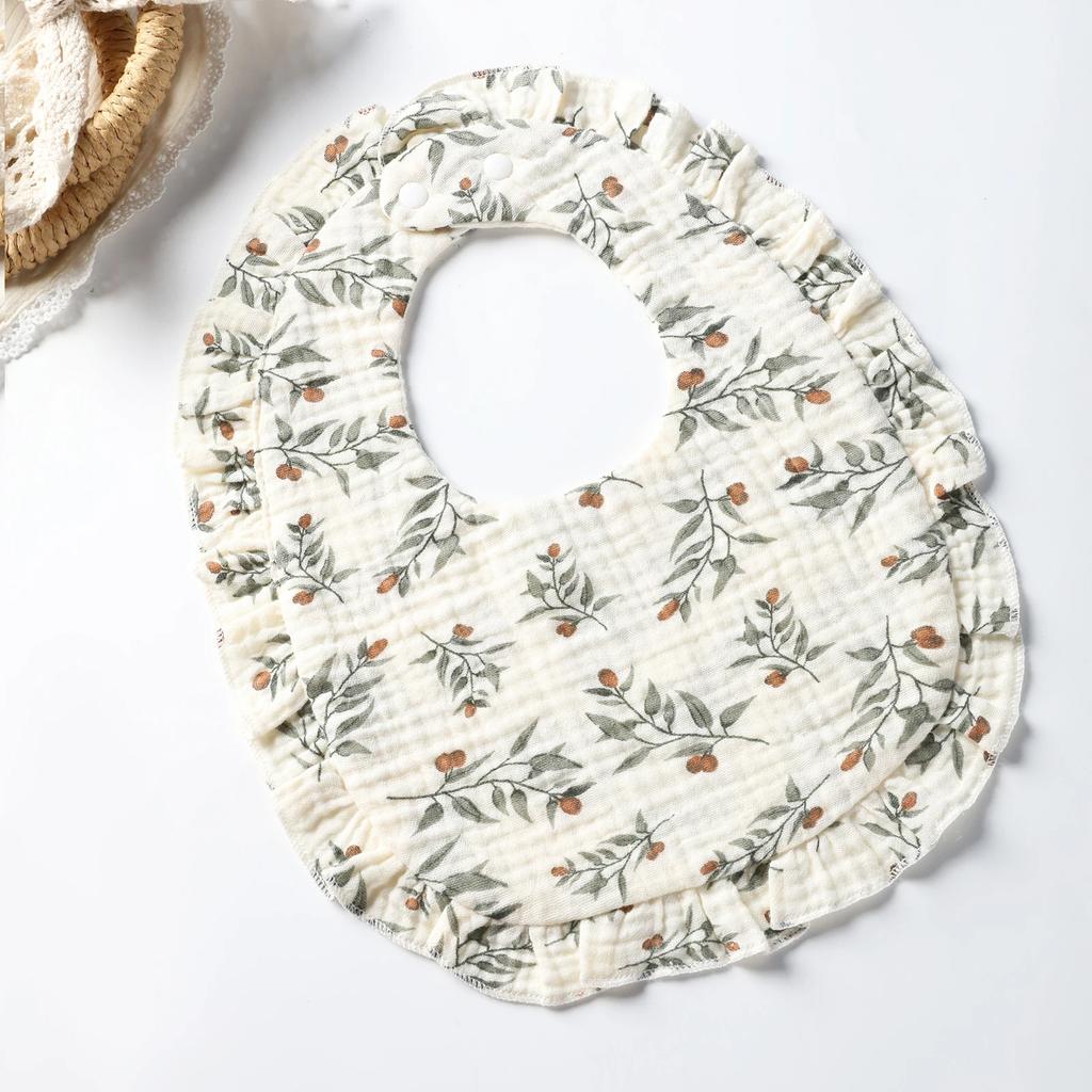 Baby Saliva Towel Infants Feeding Drool Bib Lace Floral Soft Cotton Burp Cloth for Newborn Breathable Kids Bibs with Ruffle
