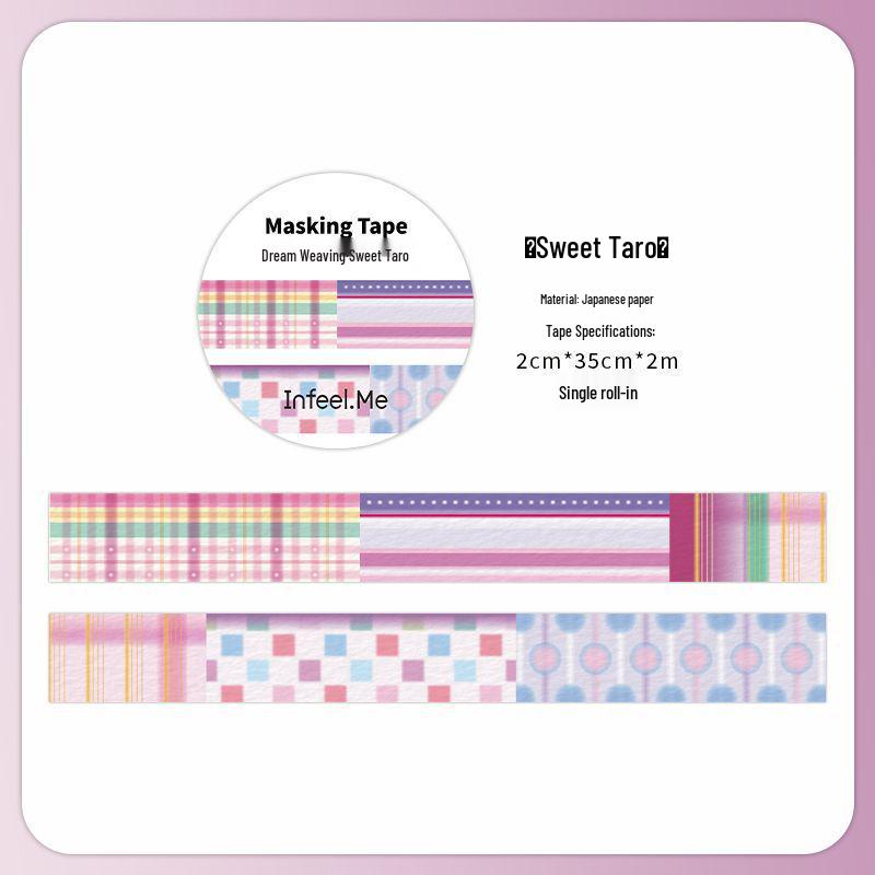 Infeel.Me Dream Weaving Washi Tape Set: 20mm Retro Grid, 6 Designs for Scrapbooking