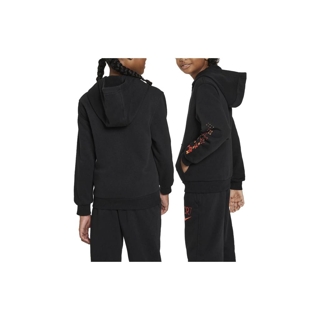 Nike Hoodie Cr7 Letter Number Logo Casual Long Sleeve Kids Hoodies Black FJ6173-010