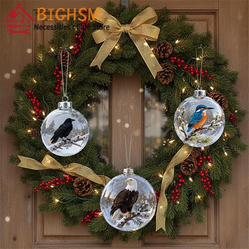Nature's Birds Clear Christmas Ornament, Hummingbird Christmas Tree Ornaments, For Xmas Decor, Clear Balls For Home Decor