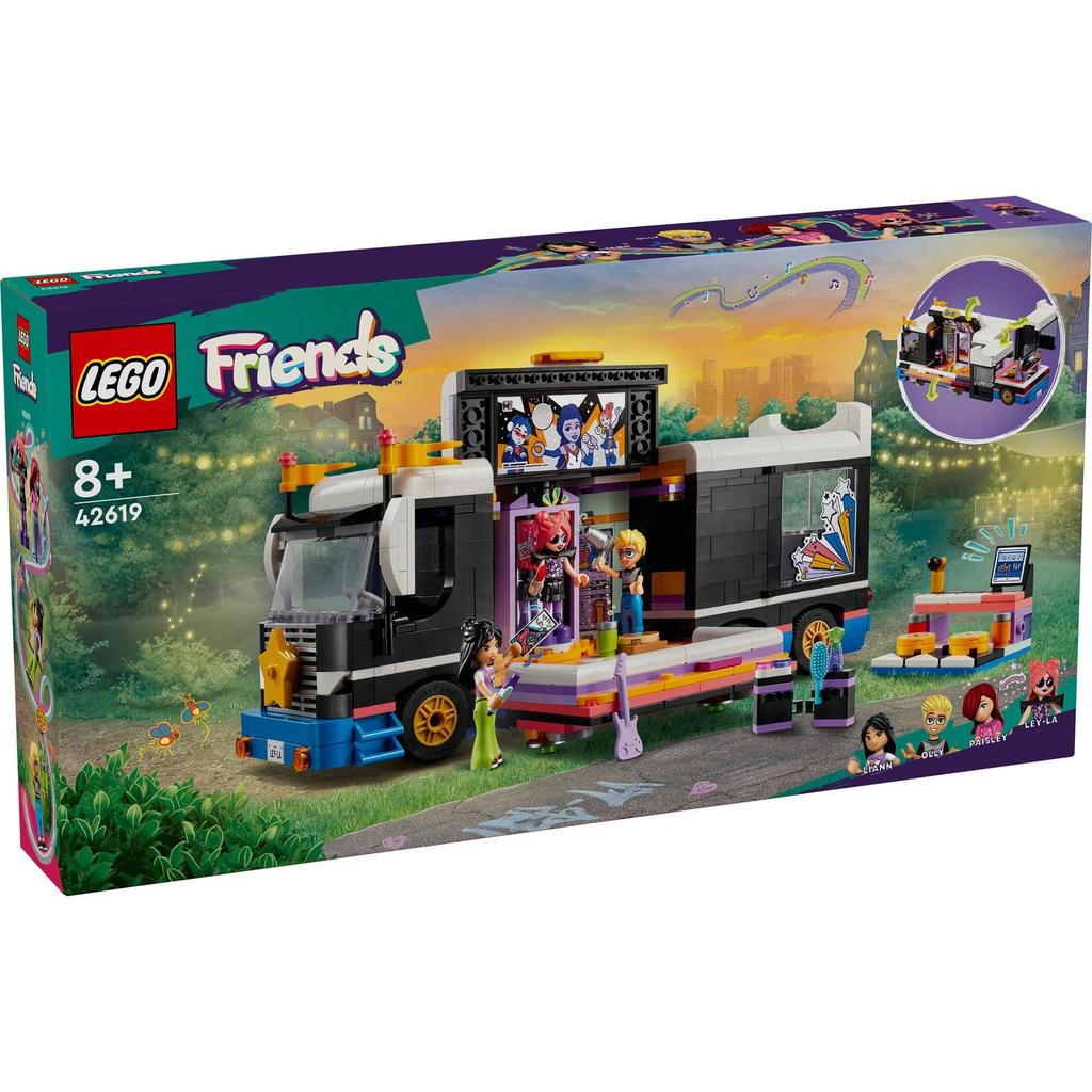 LEGO Friends Popstar-Tourbus-Spielzeug, Geschenkblöcke, Mädchen, Jungen, Kinder, 7 Jahre, 8 Jahre, 9 Jahre, 10 Jahre, Grundschule, Rollenspiel