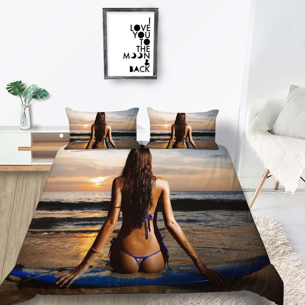 2023 New style Duvet Cover Set Queen King Size Bikini Printed Highend Bedding Cover Suit with Pillowcase Sexy Home Textiles