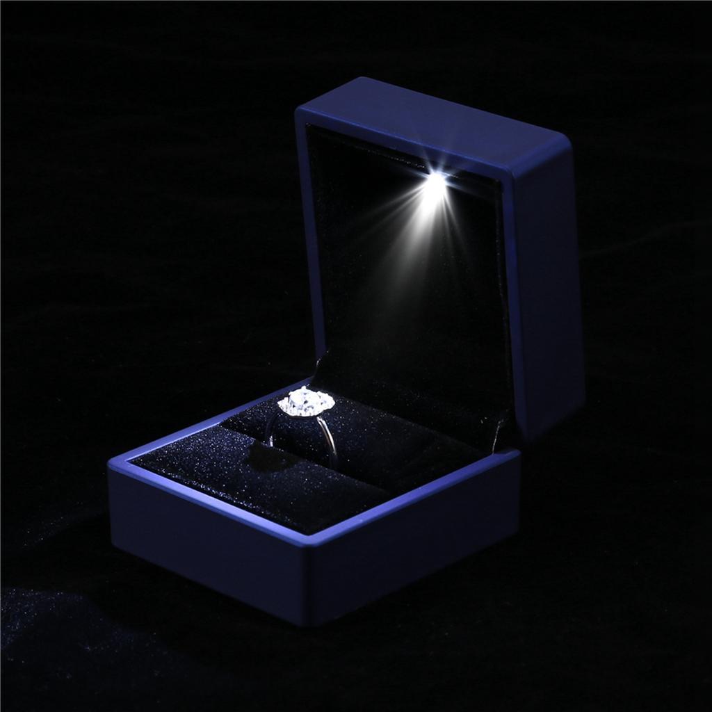 4 Colors Fashionable LED Lighted Ring Storage Box Jewelry Display Case Gift