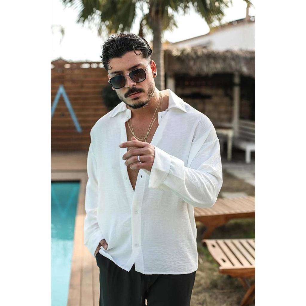 Cămașă supradimensionată Aerobin cu textura de vară pentru bărbați