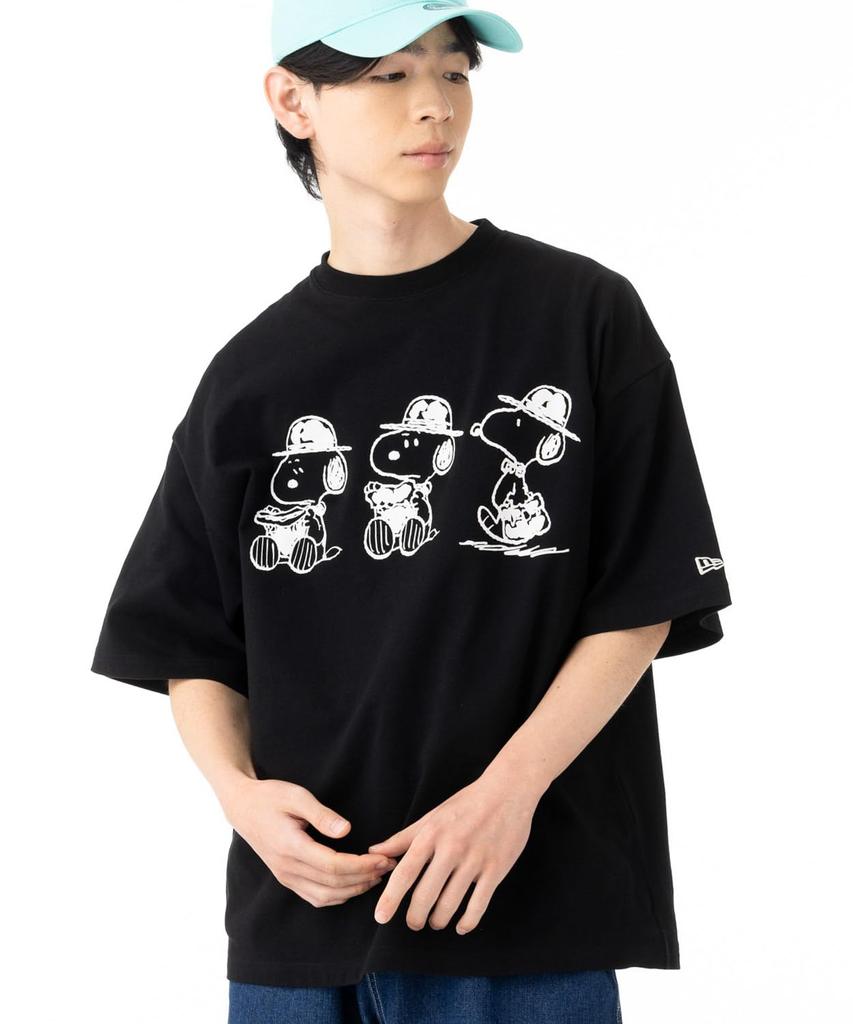 New Era Peanuts Snoopy Collaboration Short Sleeve Cotton T Shirt Black 14682927 NER36A8355