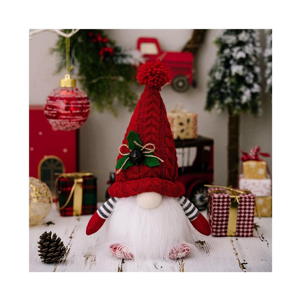 2X Christmas Ornament Knit Hat Illuminated Rudolph Doll Faceless Gnome Doll Christmas