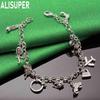 925 Sterling Silver Fashion Element Pendant Side Chain Beautiful Bracelet Gift Jewelry