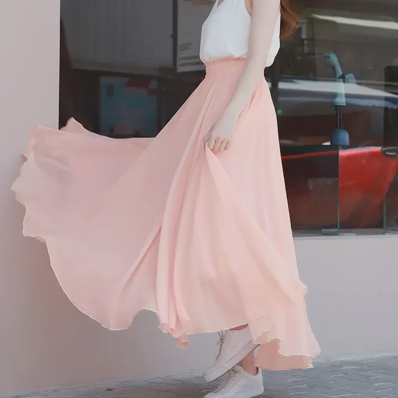 Petite White Chiffon Double-Layer Fairy Beach & Dance Skirt