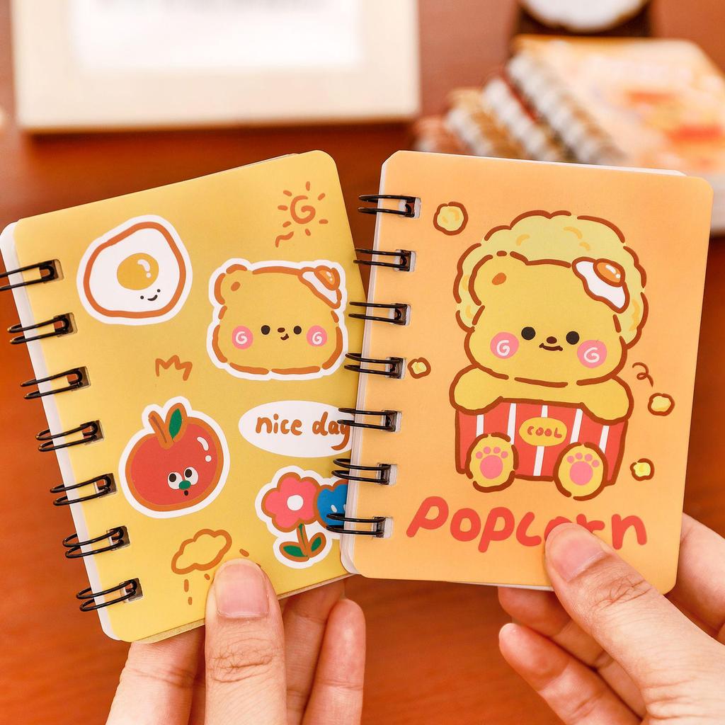 Custard Yellow Bear Mini Coil Notebook: Cute Cartoon Diary for Students