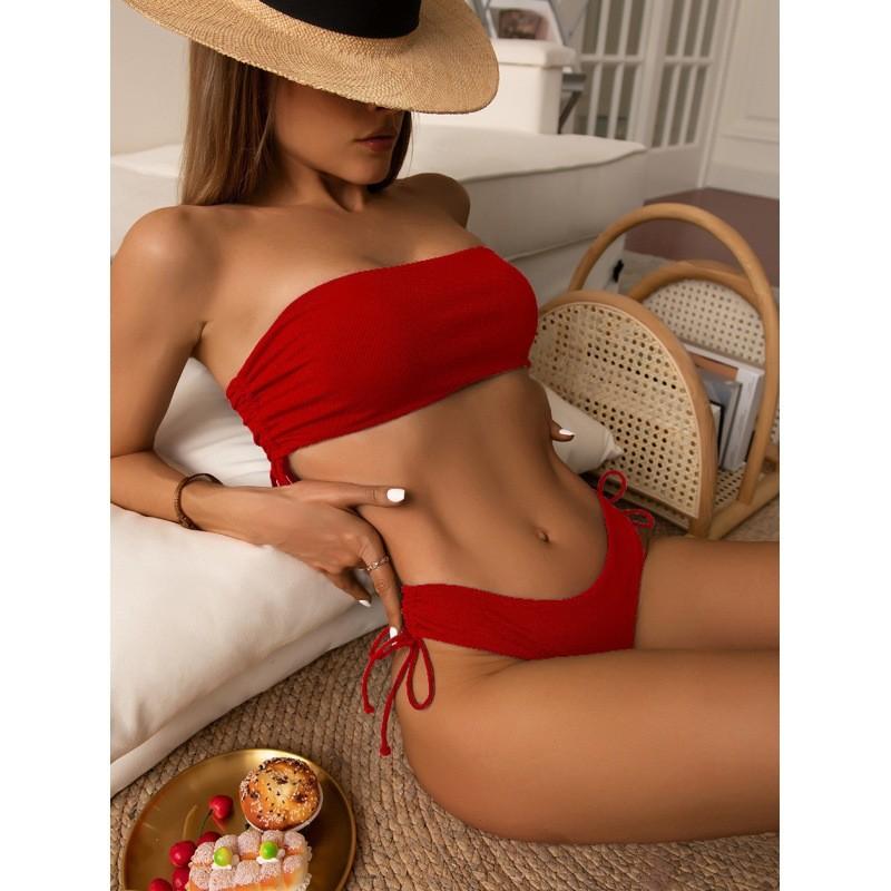 Bikini Swimsuit Women With Polyester Fabric And Seamless Design For Beach Vacation