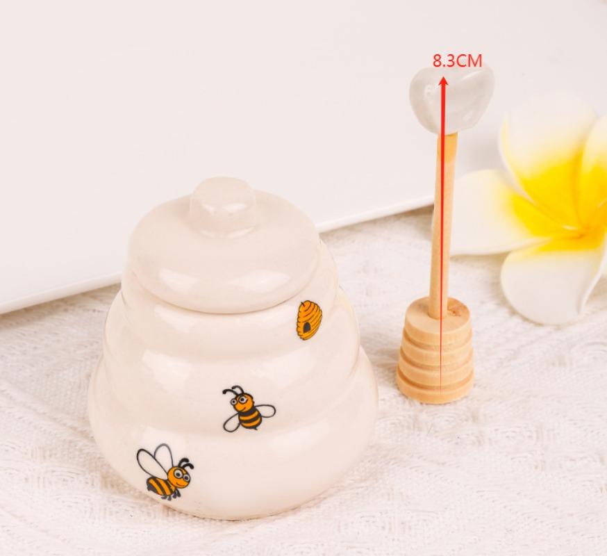 Creative Wedding Gift Set  Cute Cartoon Ceramic Sealing Jars for Honey and Seasonings with Airtight Lids and Decorative Patterns