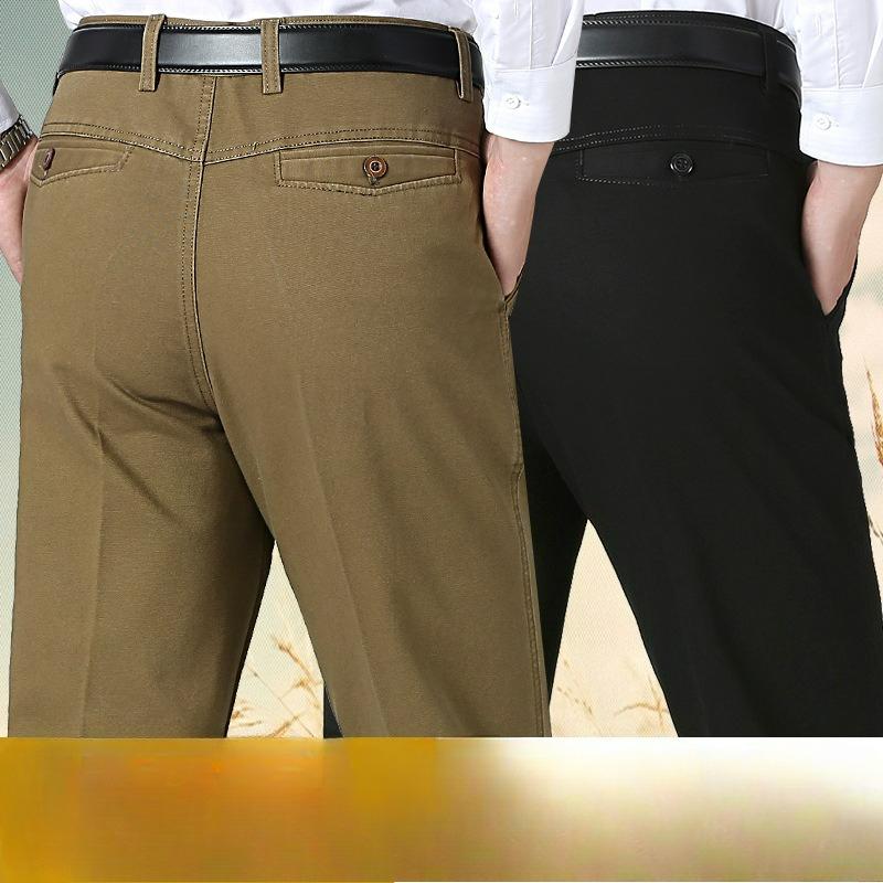 Autumn and Winter Models of Men's Middle-aged and Elderly Business Casual Pants, High-waisted Straight Trousers, Tooling Men's Pants