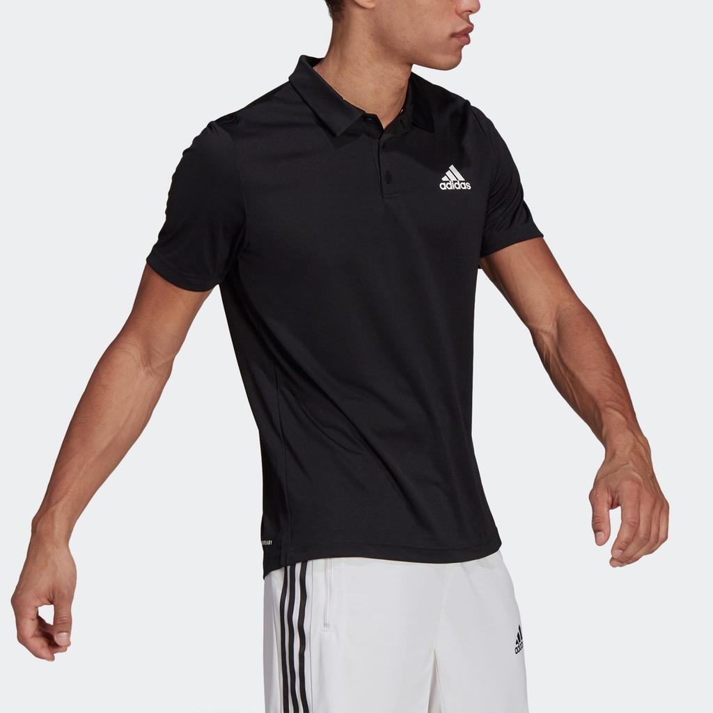 Adidas Polo Shirts Men's Black Polo Collar Moderate Straight Fit GM2134