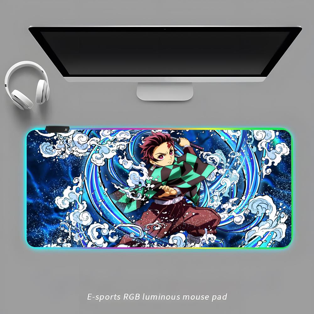 T-TAnjirOES K-KAmadoES Mouse Pad RGB Gaming Mouse Pad Desk Mat HD Gamer Large LED Light XXL MousePads