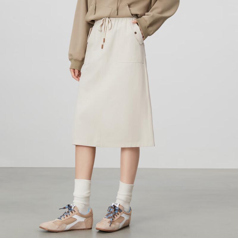 Elva' Island Women's Elastic Waist Utility Midi Skirt