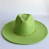 Yellow Fashion Fedora Hat With Colorful Chain 9.5Cm Wide Brim Hat For Women Winter Men'S Hat Cowboy Felt Hat  Sombreros