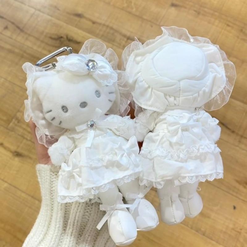 NEW 15CM Sweet Lolita dress  plush toy keychain pure white dress Pendant Cartoon long legs Kt Cat Kitty Stuffed Toys