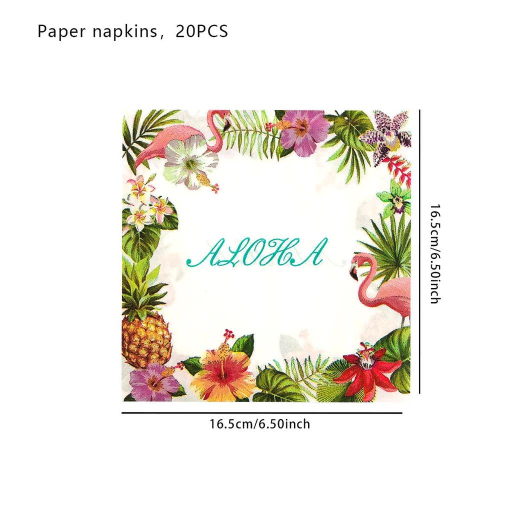 Hawaii Flamingo & Turtle Leaf Cartoon Animal Birthday Napkin Set
