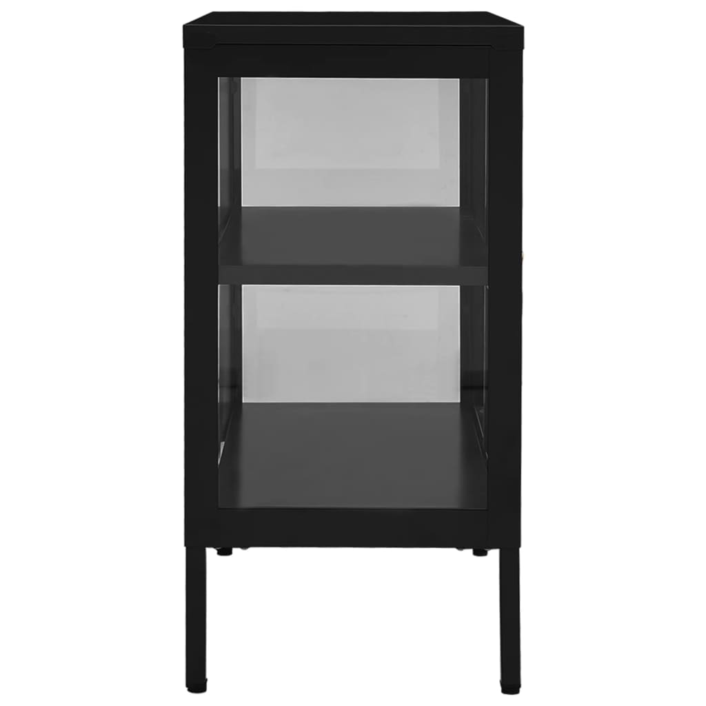 Vidaxl Side Cabinet, Black, 70X35X70 Cm, Steel and Glass