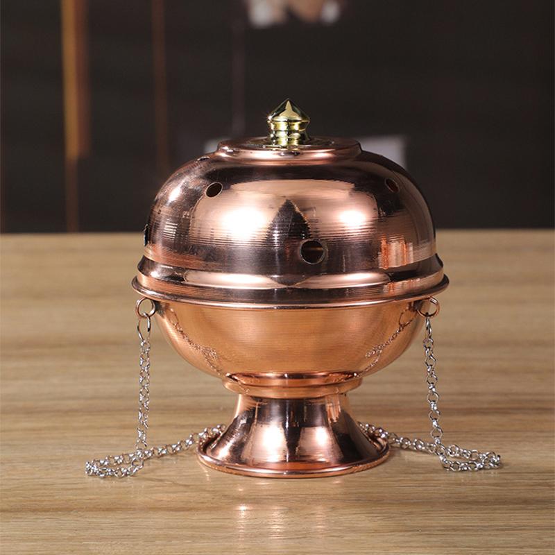 Hanging Incense Burner Red Copper Engraved Stupa Aromatherapy Stove Meditation Smoke Furnace Altars Decorative Multifunctional