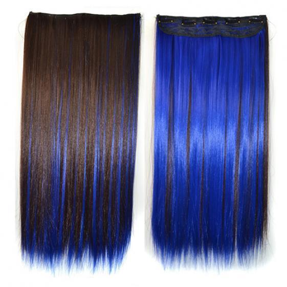 Mixed Color Clip in Straight Long Hair Extension Cosplay Party Women Hairpiece