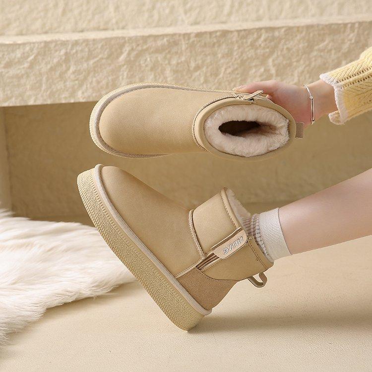 Cowhide Version~ Leather Thickened Snow Boots Women's 2025 Winter New Thick-soled Zipper Warm Casual Non-slip Cotton Boots