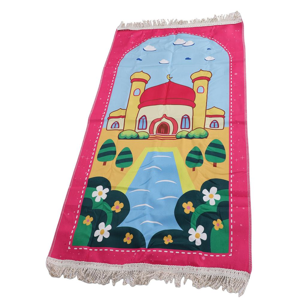 Kids Pray Rug Thick Mat Soft for Women Men Children Meditation with Tassel Pray Beads Pendant Storage Cylinder