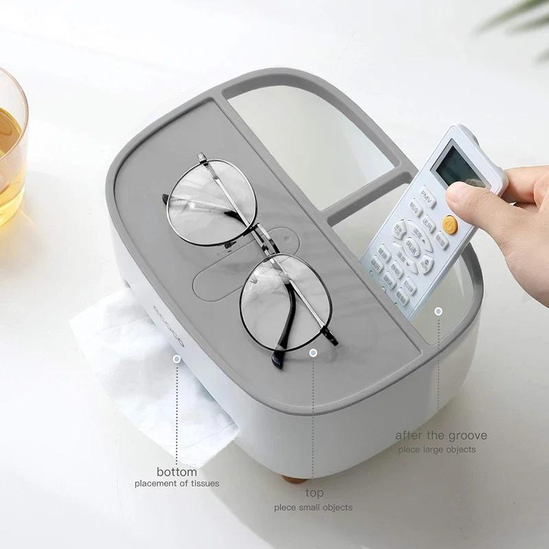 Tissue Boxs Organizer With Remote Control Storage Napkin Holder Multifunctional Suitable for Bathroom Bedroom and OfficeHome