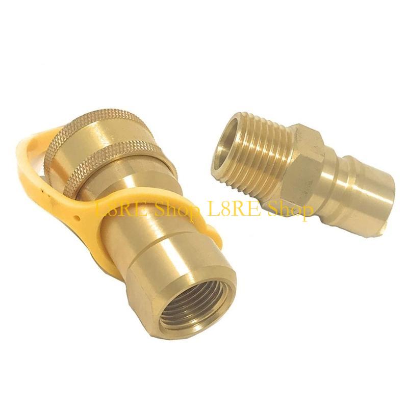 L8RE Quick Connecting Propane Fitting Brass Plug for Gas Appliances with Safety Features Outdoor Cooking Accessories