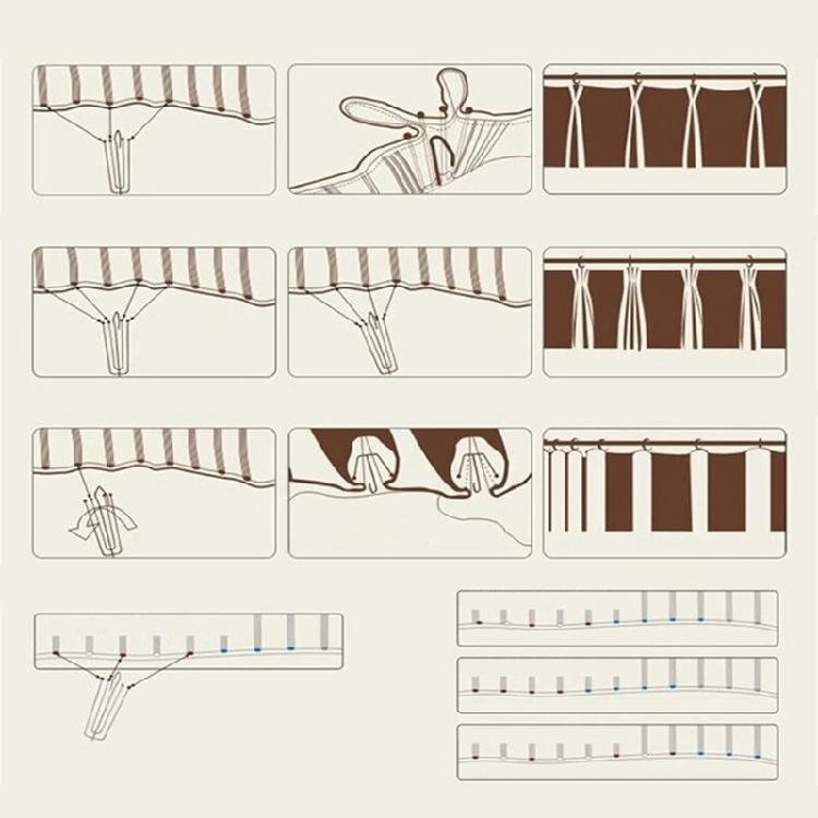 6 Meter Pleat Tape Curtain Heading Tape with 15Pcs 4 Prongs Curtain Pleat Hooks Clips Set Curtain Replacement Accessorie