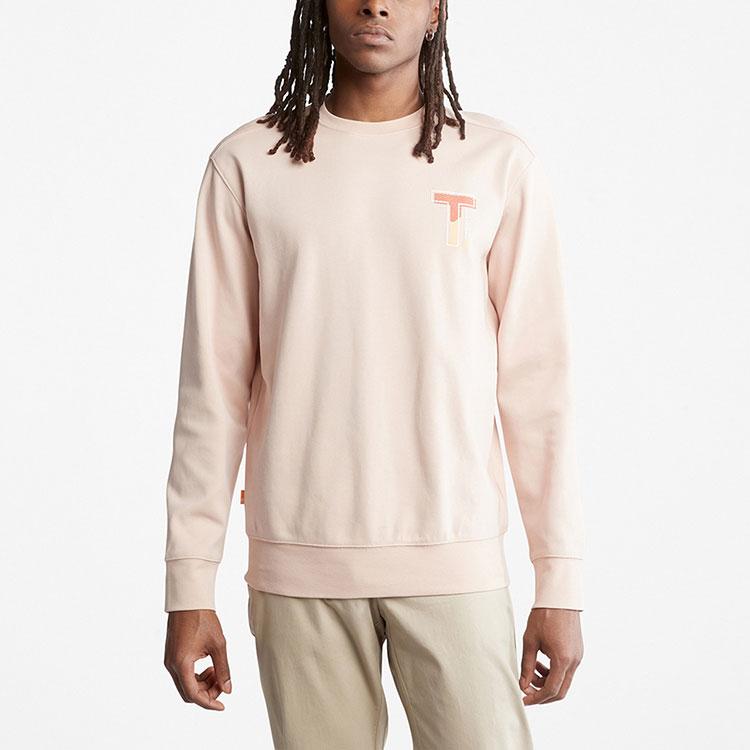 Timberland Letter Knit Crewneck Sweatshirt Men Sweatshirt Light-Pink A62VN-662