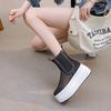 High Quality 8CM Air Mesh Microfiber Leather Ankle Boots Sandals Women Chunky Sneaker Platform Wedge Summer Comfy Shoes Hollow