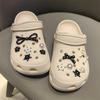 1 Set Black White Dot Shoe Charms Set Diy Bow Star Pearl Shoe Decorations Silver Advanced Detachable Buckle Shoes Accessories