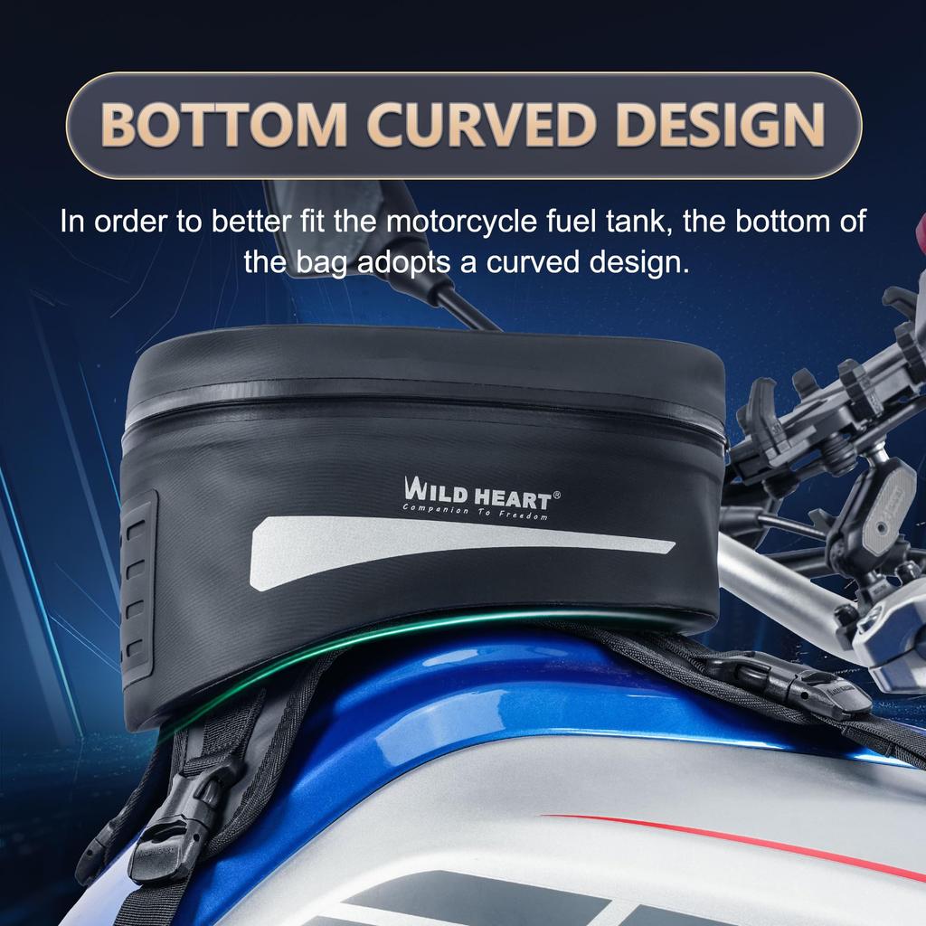 WILD HEART Motorcycle Tank Bag Compatible with Most Motorcycle Outdoor Riding Accessories (Black)