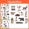Colorful 12 Piece Indian Figurine Collection Featuring Chief Female Warrior And Accessories
