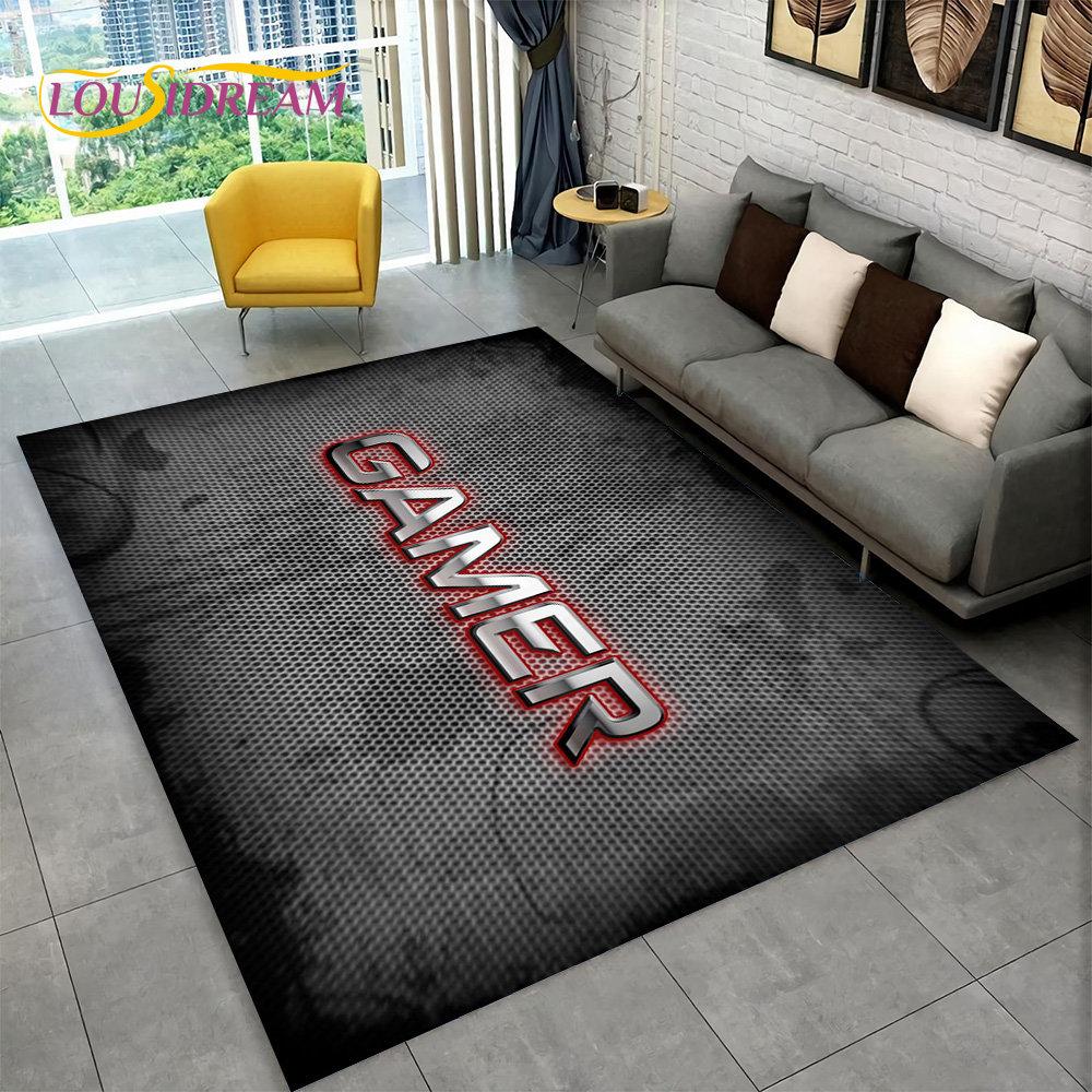 3D Cartoon Gamer Game Over Area Rug,Carpet Rug for Living Room Bedroom Sofa Playroom Doormat Decor,Kids Play Non-slip Floor Mat