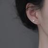 Real 925 Silver Zircon Hollow Heart Mini Stud Earrings For Women Trendy Fine Jewelry Small Niche Luxury Accessories