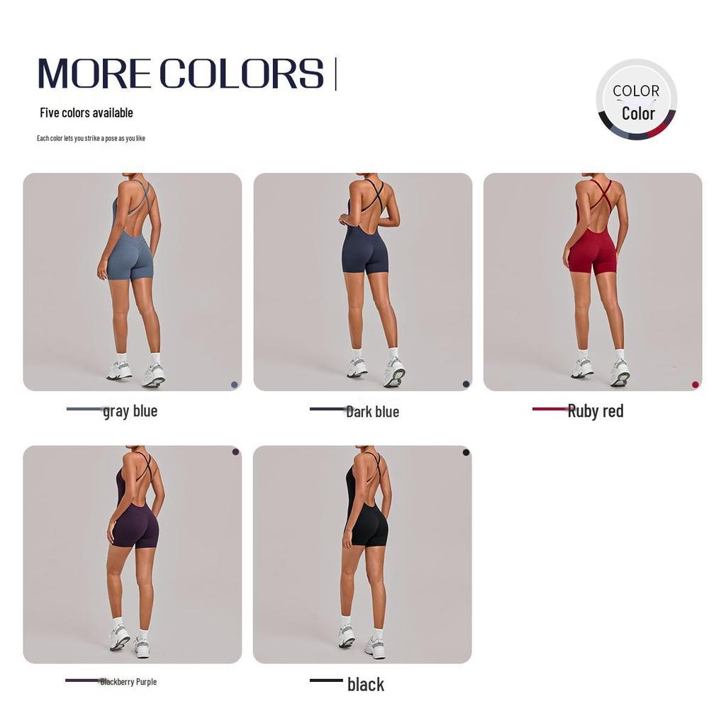 Nouveau Body de Sport Yoga Européen et Américain: Combinaison une pièce à dos croisé, ajustée, pour le fitness et la course à pied