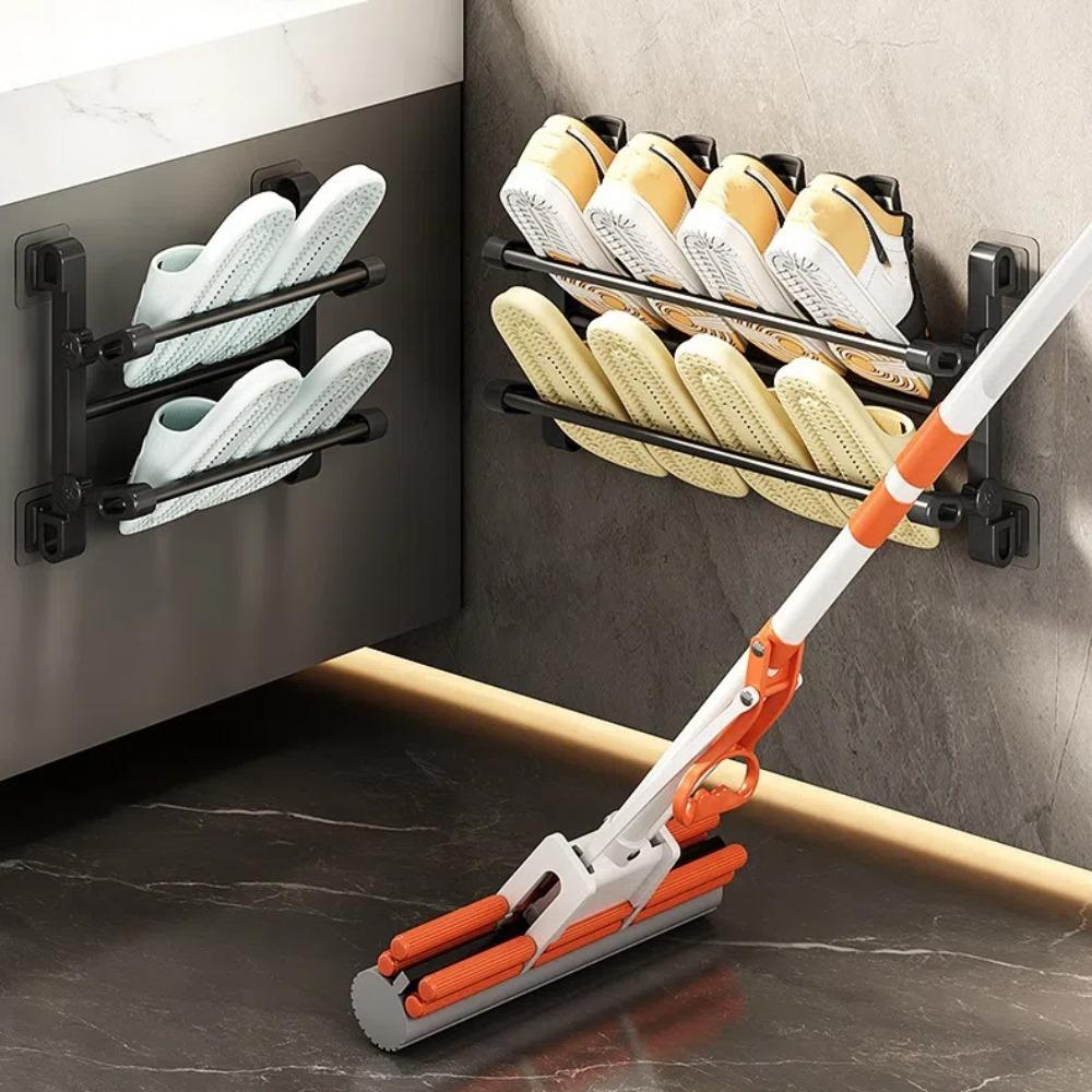 Door Mounted Shoe Storage Rack Wall Mounted Shoe Storage Shelf New Slippers Drying Rack  Bathroom