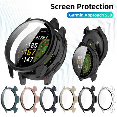 Screen Protector Case for Garmin Approach S50 HD Anti-Fog Tempered Glass Hard PC Bumper Accessories for Garmin Approach S50