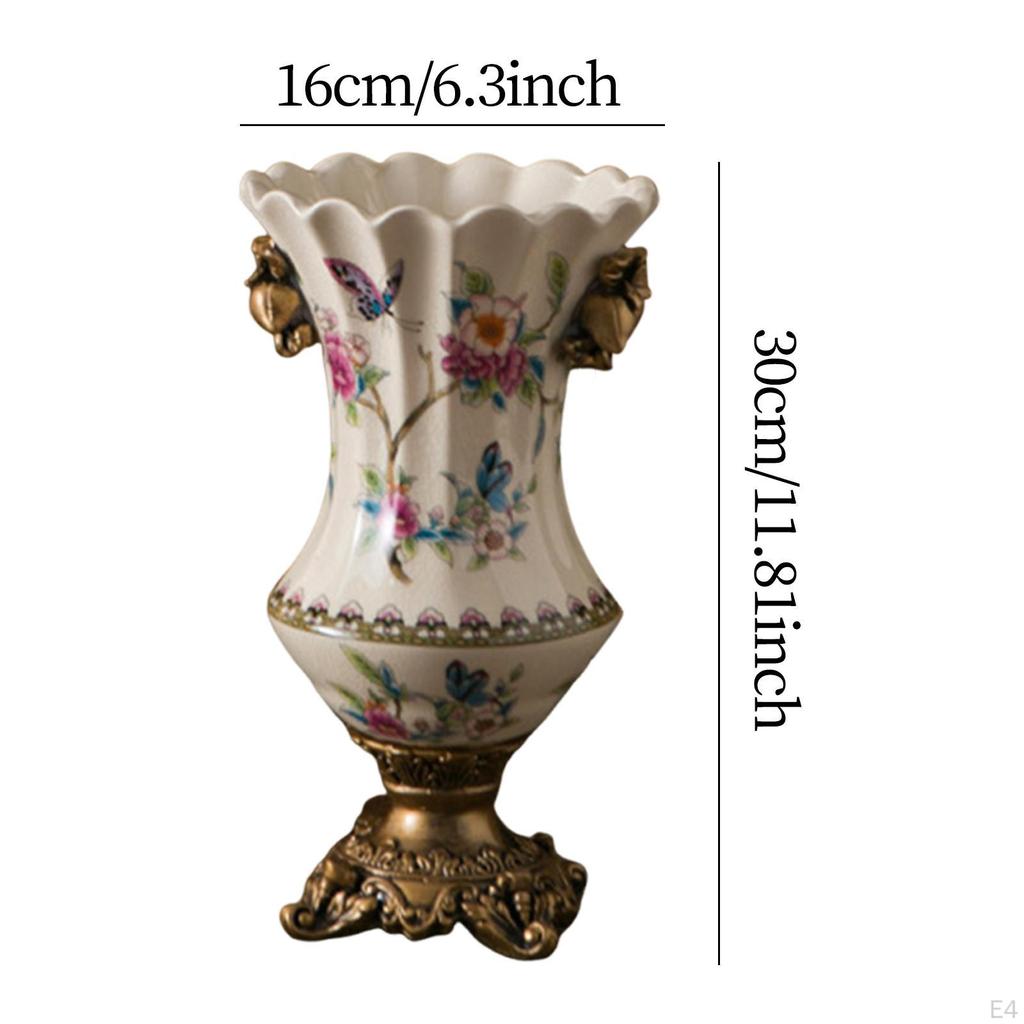 -Flower Vase, Desk Ornament, European Vintage Style, Decorative Table Decoration for