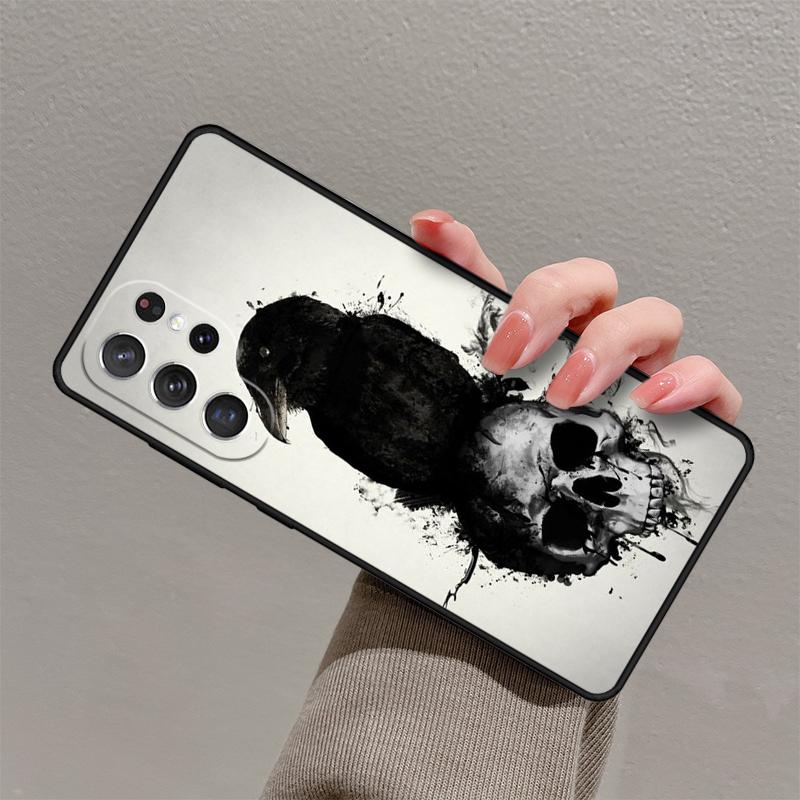 Crow Raven Dark Skull Phone Case For Samsung Galaxy S23 S21 S20 FE S24 S22 Ultra Note20 S10 S9 S8 Plus Silicone Cover