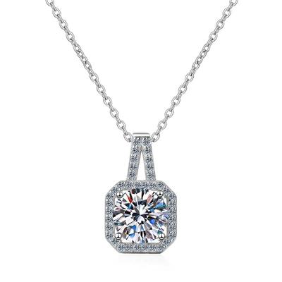 Collier pendentif Moissanite en argent Sterling 0.5-2CT, couleur D, diamant de coupe idéale, cadeau d'anniversaire pour femmes, bijoux fins