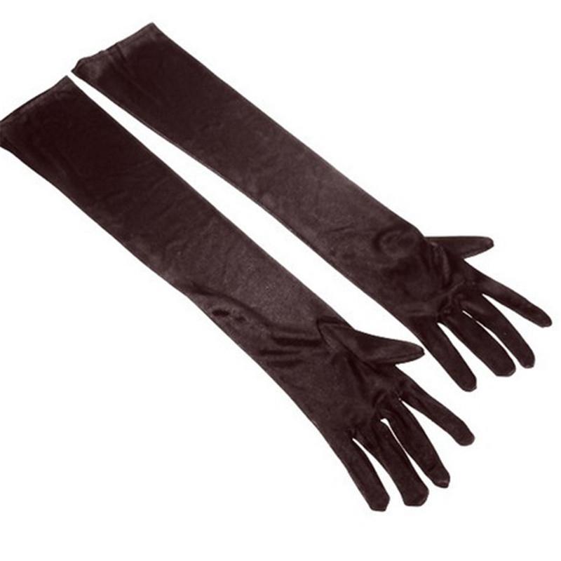 

Женские перчатки, вечерние свадебные перчатки, элегантные необычные перчатки, перчатки с длинными пальцами, атласные перчатки 52cm кофейный